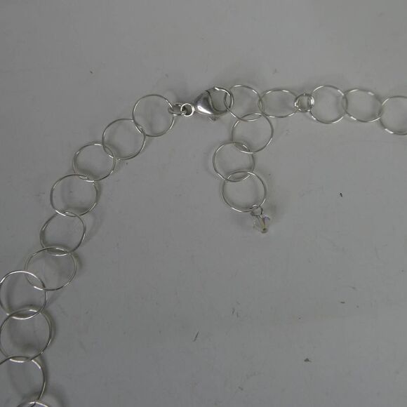 Sterling Silver 925 Open O Link Chain Necklace Snowflake Mandala Pendant - Picture 5 of 9